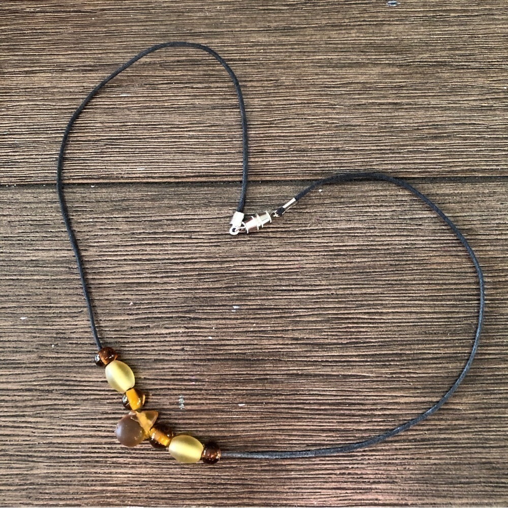 Handmade yellow glass bead necklace